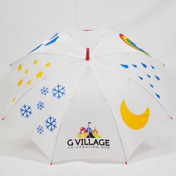 ร่มขนาดเล็ก22นิ้ว สีขาว โลโก้Gvillage