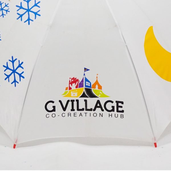 ร่มขนาดเล็ก22นิ้ว สีขาว โลโก้Gvillage